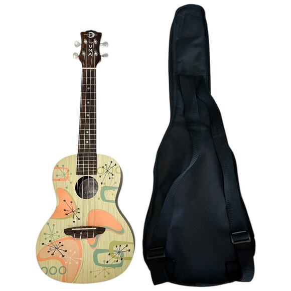 Luna Ukes UkeRadioactive Concert‎ Ukulele w Case Mid Century Starburst Design - Picture 7 of 11